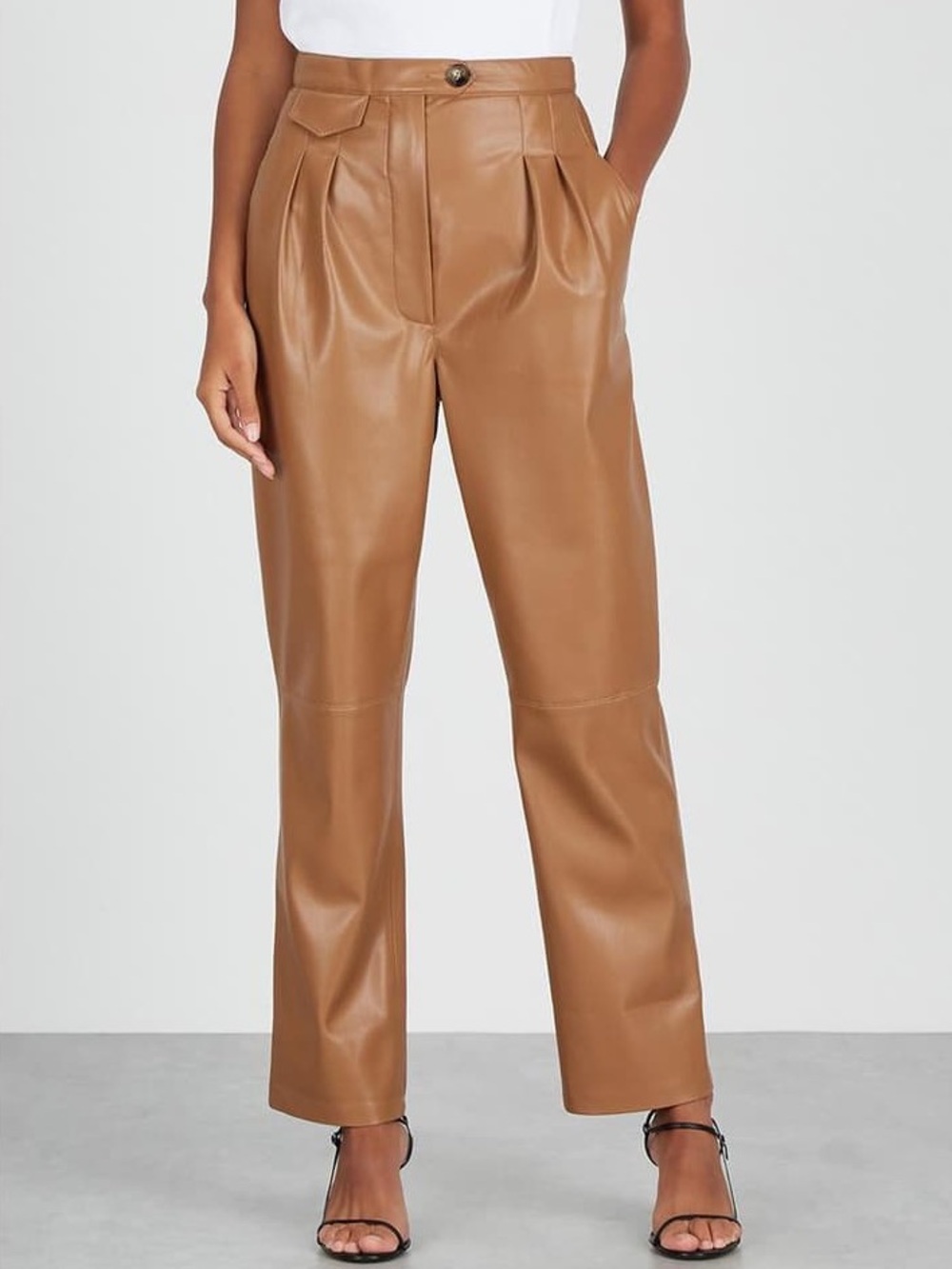 Nanushka Mitsu Vegan Leather Tapered Trousers Size S